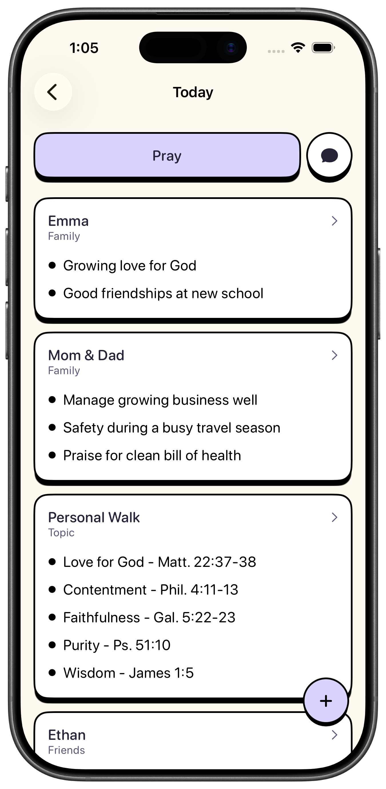 Today's automatically prepared prayer list